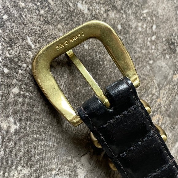 Dark Brown Leather Belt with Solid Brass Buckle - Picture 3 of 7